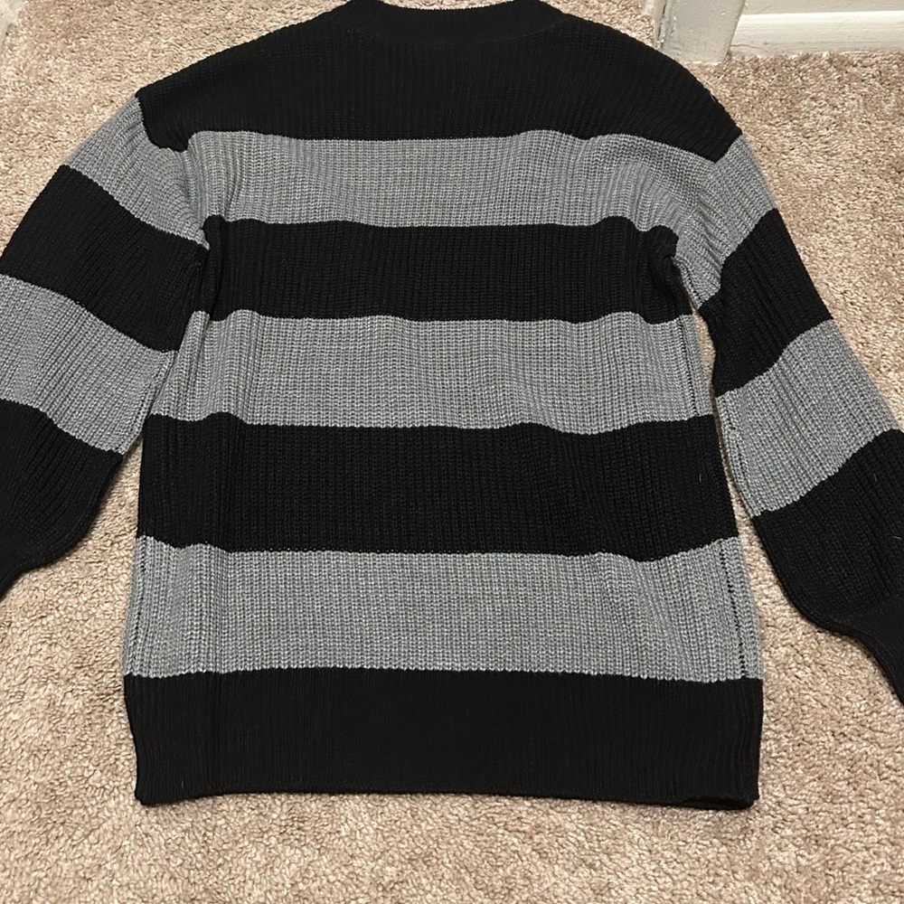 Black and Gray Striped Women’s Sweater
